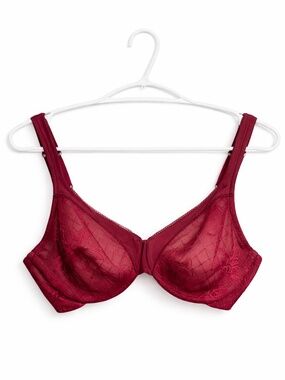 Lilyette Red Lace Lined Underwire Bra – Size 36C EUC
